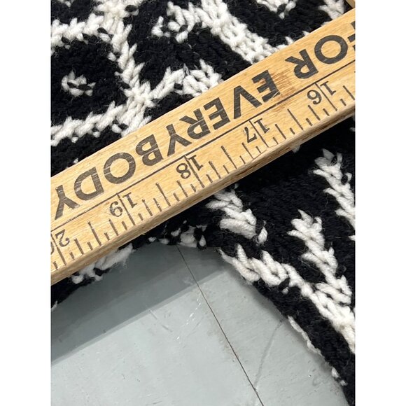 Ann Taylor Wool Blend Sweater Medium Black & White Geometric Pattern Side Zip - Picture 5 of 6